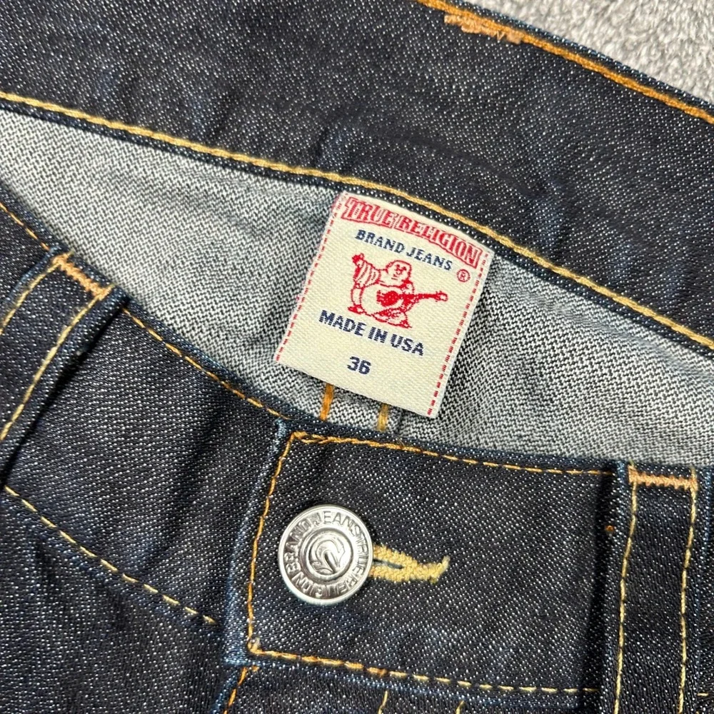 VTG True Religion Bobby Mens Dark Wash Straight Leg Jeans Men 38x28 USA Indigo